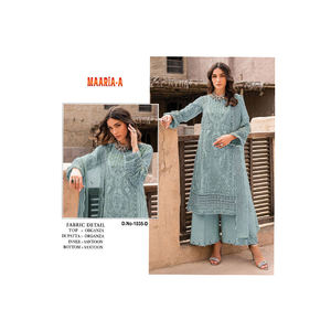 Nueva Georgette pesada de lanzamiento de buena calidad con trabajo bordado colección de trajes paquistaníes a la venta - Product Image 1