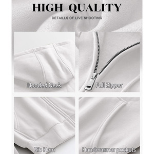 Sudaderas con capucha con cremallera y forro polar de algodón 100% con impresión de logotipo personalizado sudaderas con capucha de mezcla de algodón básicas de alta calidad para hombre sudaderas lisas - Product Image 4