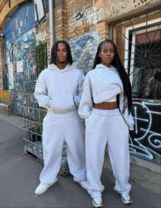 Unisex Oversized Mint Green Polyester/Cotton Water Resistant <b>Lightweight</b> <b>Hoodie</b> Sweatpants Set Casual Streetwear Tracksuit Baggy - Product Image 3