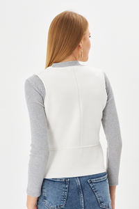 Gilet en tricot de laine et de coton décontracté pour femmes, haut à capuche boutonné élégant et confortable avec design à la mode - Product Image 6
