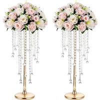 Suporte de Metal para Flores Modelo MFS029 da Marca DCI, Mais Vendido no Atacado, Decoração de Mesa para Casamento com Diamantes e Pérolas
