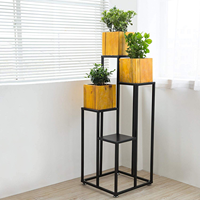 DECORHAAT Pot Bunga Logam Modern Standar dengan Set 3 Penyangga untuk Rumah & Taman Berlapis Bubuk