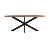 Table à manger élégante et durable 180 Mango Rough Collection, meubles de maison ovales en métal pour entrepôt de ferme, salle à manger, hôtel