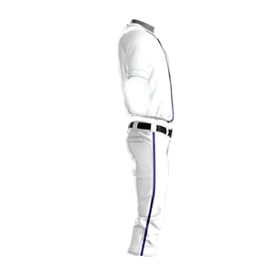 Custom Baseball Uniform Set Men's Short Sleeve Light Blue Black <b>White</b> Breathable Polyester Jersey Pants <b>Button</b> Closure - Product Image 5