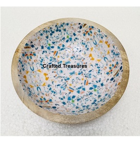 ชามเสิร์ฟไม้อะคาเซียทำด้วยมือพร้อมชามเครื่องครัวพิมพ์ลายเคลือบอุปกรณ์บนโต๊ะอาหารดีไซน์ทันสมัยเป็นมิตรต่อสิ่งแวดล้อม - Product Image 4