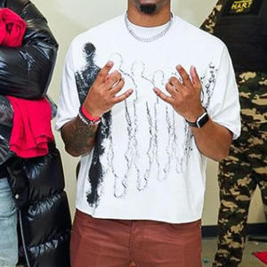 Camisetas de algodón orgánico 100% con gráfico personalizado para hombre de talla grande, 220 gramos de peso, patrón sólido, Camiseta holgada teñida Lisa para hombre - Product Image 6