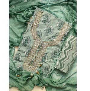 Costume Salwar Kameez en coton de soie d'hiver brodé rose personnalisé pour femmes indiennes et pakistanaises, vêtements ethniques pour femmes, fête, non cousu, vente en gros - Product Image 2