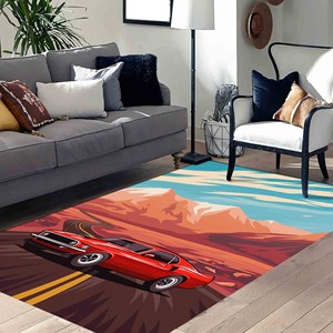 Tapis American Muscle Car : imprimé en 3D, lavable en machine, avec poils doux - Product Image 3