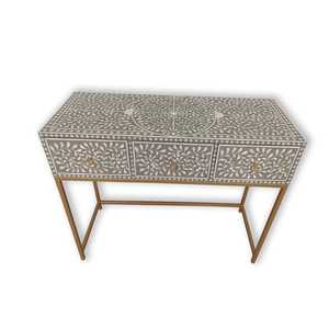 Mesa de consola con incrustaciones de hueso moderna de lujo, mueble azul y blanco hecho a mano para decoración elegante de sala de estar, hotel y apartamento - Product Image 3