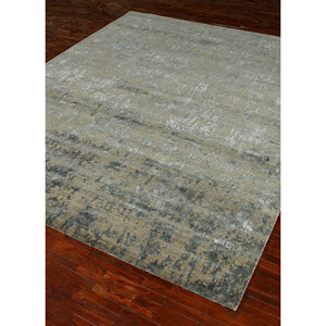 Alfombra Rectangular Kavi Gris y Negra, Tejida a Mano con Lana y Seda de Bambú, Diseño Teoría del Caos, Estilo Boho, para Hogar y Pasillo - Esk-408 - Product Image 2