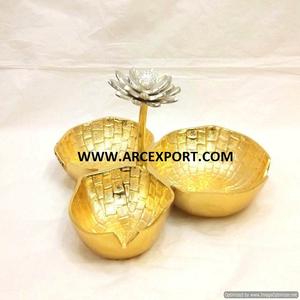 Modern Best Quality <b>Food</b> Serving Bowl <b>Gold</b> <b>Color</b> Hammered Design Set Of 3 Fancy Newest Design Tabletop Dry Fruit Serving Bowl - Product Image 5