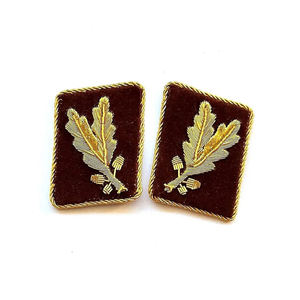 Wholesale Staff Patch Gorget <b>Collar</b> Hand Embroidered Braided With Brass Button Clip Custom Chrome Plated Fabric Pu Main Material - Product Image 3