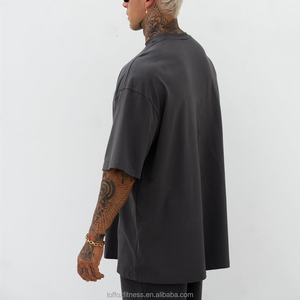 Wholesale <b>Acid</b> Wash Oversized Heavy Canvas <b>Drop</b> Shoulder T-Shirt Men Breathable Eco-Friendly Streetwear Hip Hop Vintage Plus - Product Image 3