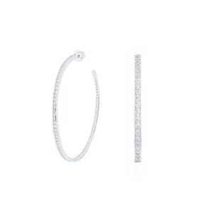 Orecchini Trendy a cerchio in argento rodiato da 50mm con zirconi cubici per feste o da regalo in ottone placcato oro e gioielli in rame - Product Image 2