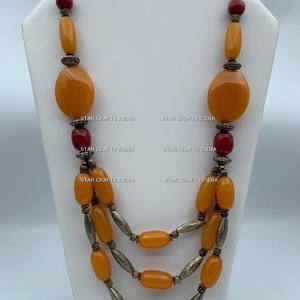 Collar hecho a mano para mujer, Cuentas grandes de resina y cordón de cuero, collares con cuentas gruesas, joyería de moda - Product Image 3