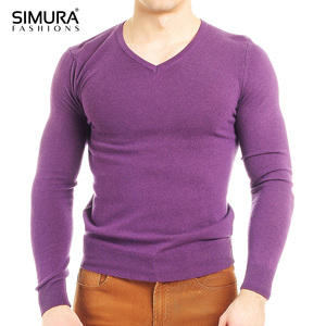 Pull en tricot à col en V pour homme SIMURA, sweat-shirt surdimensionné, couleur unie, manches longues, décontracté, automne - Product Image 5