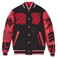 Vestes de baseball personnalisées avec logo, patchs en chenille noirs, patchs brodés, vestes de collège NASCAR Racing
