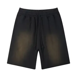 Short de jogging d'été en coton éponge classique unisexe personnalisé style High Street Séchage rapide Coton Vintage Distressed Acid - Product Image 3