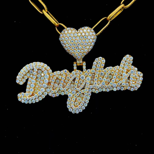 Pendentifs en forme de cœur personnalisés VVS Moissanite Iced Out Full Diamonds Letter Initial Name Jewelry Necklace Personal Pendant - Product Image 1