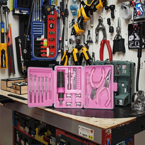 Набор розовых бытовых инструментов из 25 предметов, углеродистая сталь, для ремонта дома, с портативным кейсом, оптовая продажа OEM - Product Image 3
