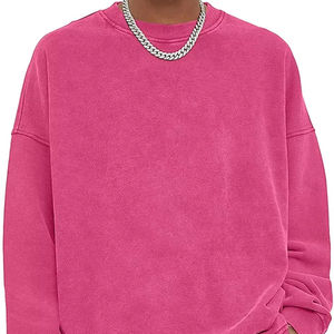 Haute qualité Vintage 100% coton français éponge pull solide motif sweat décontracté col rond pour hommes pour l'hiver personnalisé OEM - Product Image 1