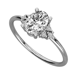 Bague de fiançailles pour femme au design unique avec diamants ronds et ovales - Product Image 2