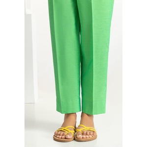 Ensemble coordonné en coton brodé vert pour femmes, hauts à manches trois-quarts pour un usage quotidien - Product Image 4