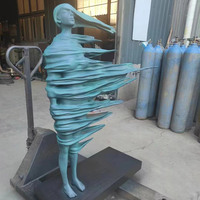 Personnalisé 40cm Art Artisanat Ornement Bureau Décor Collection Cadeau Femme Forte dans le Vent Corps Humain Sculpture Moderne Bronze Statue