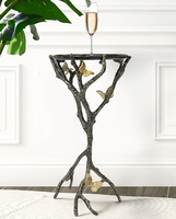 Table d'appoint en métal brindille et papillon en laiton AK Table personnalisée finie antique pour meubles de restaurant et de café