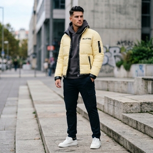 Men Padded Winter <b>Jacket</b> <b>Quilted</b> <b>Pattern</b> High Collar Warm Zip Up Outdoor <b>Jacket</b> OEM ODM Wholesale - Product Image 3