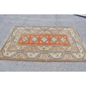Turkish Vintage Area Rug 5.1x7.7 ft, <b>Brown</b> <b>Wool</b> Rug - Product Image 3