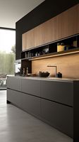 Muebles de Cocina Modulares Clásicos de Lujo Modernos y Ecológicos, Puertas de Laca Acrílica, Fregadero, Grifo, Garantía de 5+ Años, Comedor