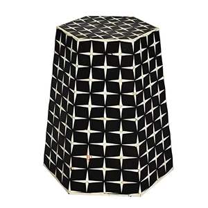 Tabouret artisanal en os incrusté de motifs floraux, artisanat traditionnel, personnalisé pour la décoration intérieure classique - Product Image 6