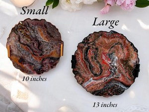 Bandeja de tocador de resina de Arte de geoda epoxi ecológica hecha a mano, colores de cobre de bronce negro para servir decorativo y regalos de inauguración de la casa - Product Image 3