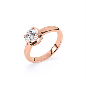 Anillo Solitario con Diamante Cultivado en Laboratorio, Corte Redondo, Media Montura, Libre de Conflictos, con 1.03 Ct |   En oro amarillo, blanco y rosa de 9 quilates - Product Image 1