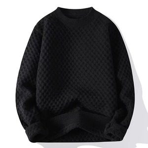 Suéteres Transpirables de Color Sólido con Cuello Redondo, Manga Larga, Tejido de Punto, Jersey Masculino, Moda de Invierno, Suéteres Cálidos para Hombre al por Mayor - Product Image 2