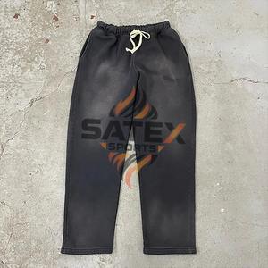 Pantalon décontracté épais pour homme en polyester/coton, style vintage, poids lourd, délavé à l'acide, avec cordon de serrage, en molleton bouclé - Product Image 3