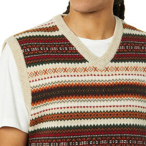 Trending Unisex Relax Fit V-Neck Vest <b>Cardigan</b> <b>Sweaters</b> Breathable Anti-Shrink Anti-Wrinkle Striped Pattern Knitted Casual - Product Image 5