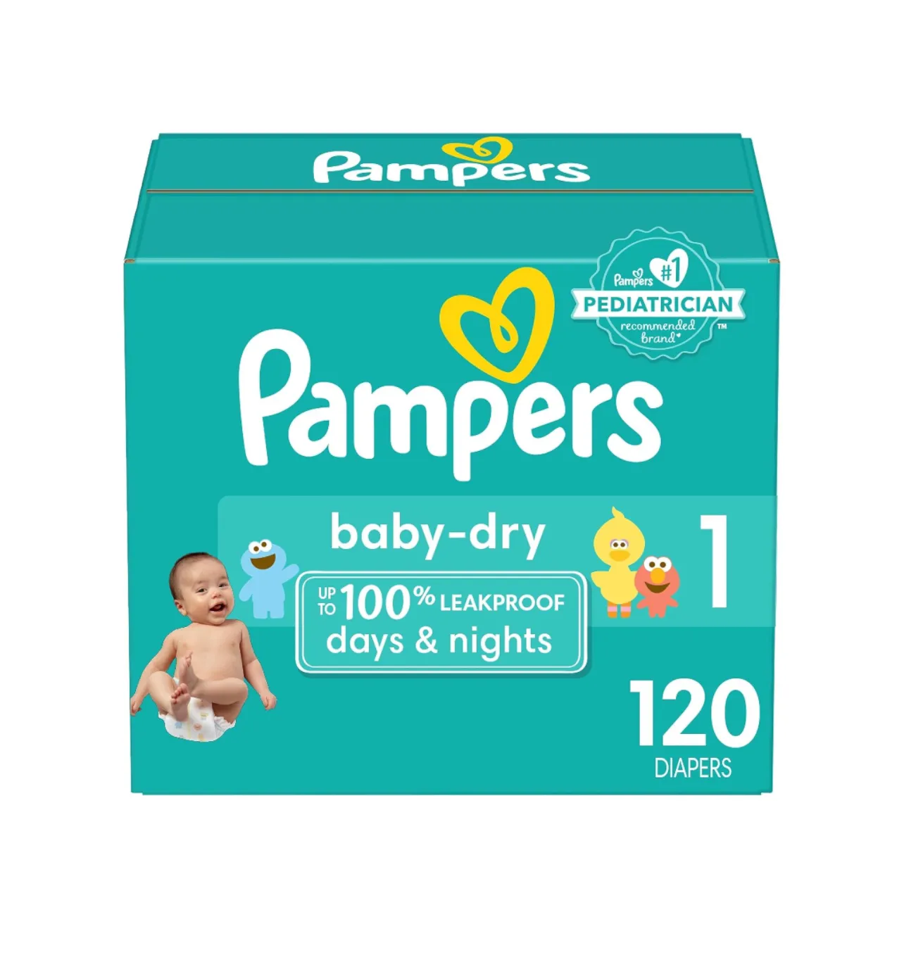 Pampers Baby Dry Diapers Size 1 120 Count Wholesale Disposable XL Diapers Soft Breathable Anti-Leak Printed Feature