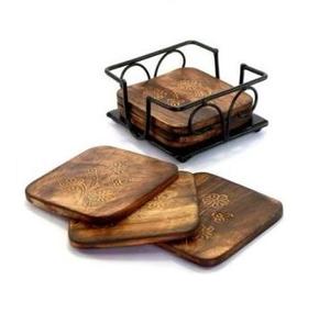 6 Pcs. Natural Wood Pattern <b>Coasters</b> Top Selling Wood & Stone <b>Table</b> Decor Accessories Wholesale Price Kitchenware Coffee <b>Coaster</b> - Product Image 1