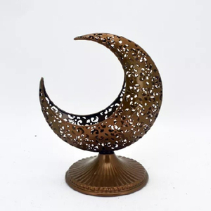 เชิงเทียนสำหรับตกแต่งบ้านแบบอิสลามเชิงเทียนโลหะสีทองหรูหรา - Product Image 3
