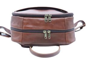 Bolso duradero de alta calidad marrón vintage Mochila de cuero de cabra genuino Bolso de negocios personalizable con compartimento de seguridad para computadora portátil - Product Image 3