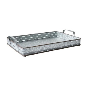 Antique Rectangle <b>Metal</b> <b>Grid</b> Serving Tray Chic Chocolate Finish for Hotel Coffee Wedding Events Chic Decorative Tabletop - Product Image 5