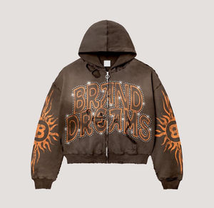 เสื้อมีฮู้ดแนวสตรีทผ้าคอตตอนสำหรับผู้ชายเสื้อสเวตเชิ้ตปักโลโก้ซักได้ตามต้องการซักด้วยพลอยเทียมมีฮู้ดสำหรับผู้ชาย100% - Product Image 2