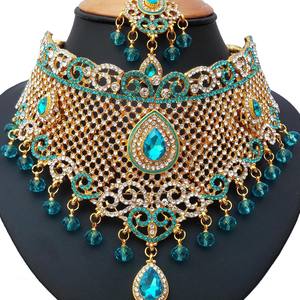 ชุดเครื่องประดับโบราณ ทำด้วยมือจากเซอร์โคเนีย ชุบทอง ดีไซน์ดอกไม้ ประกอบด้วยสร้อยคอ ต่างหู และมงกุฎ (มังติกะ) สำหรับงานแต่งงาน งานเลี้ยง ผู้หญิง - Product Image 3