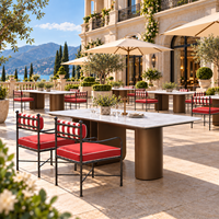 Edelstahl Outdoor-Esstisch-Set für Resort, Hotel, Restaurant, Terrassenmöbel nach Maß