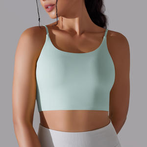 Sujetador Deportivo Acolchado de Alta Sujeción para Mujer con Tirantes Ajustables, Sin Costuras, Transpirable, de Secado Rápido, Cuello en U, con Cristales, para Yoga y Running - Product Image 5