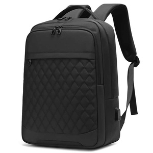 Unisex Nylon Backpack 20-37L Waterproof Zipper Closure <b>Computer</b> Interlayer Minimalist Travel Design Diamond Lattice Pattern - Product Image 5