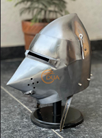 Casco de Visera de Caballero Medieval, Armadura Facial de Hierro, Orificios de Ventilación Perforados, Plateado y Pulido, Calibre 18, para Coleccionistas y Reenactaciones