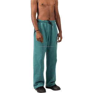 กางเกงวอร์มขายาวมีช่องว่างผ้าคอตตอนฟอกสี GSM 420โลโก้ออกแบบได้ตามที่ต้องการสำหรับใส่ฝึกซ้อมแบบลำลอง - Product Image 1